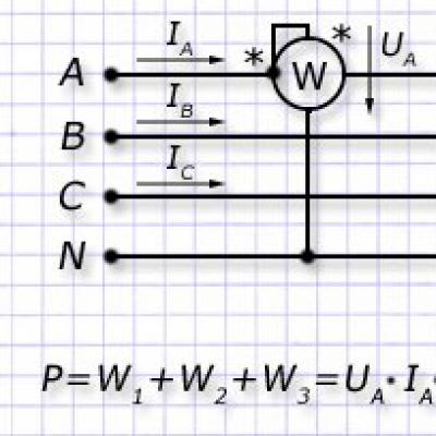 Sieć trójfazowa: obliczenia mocy, schemat elektryczny